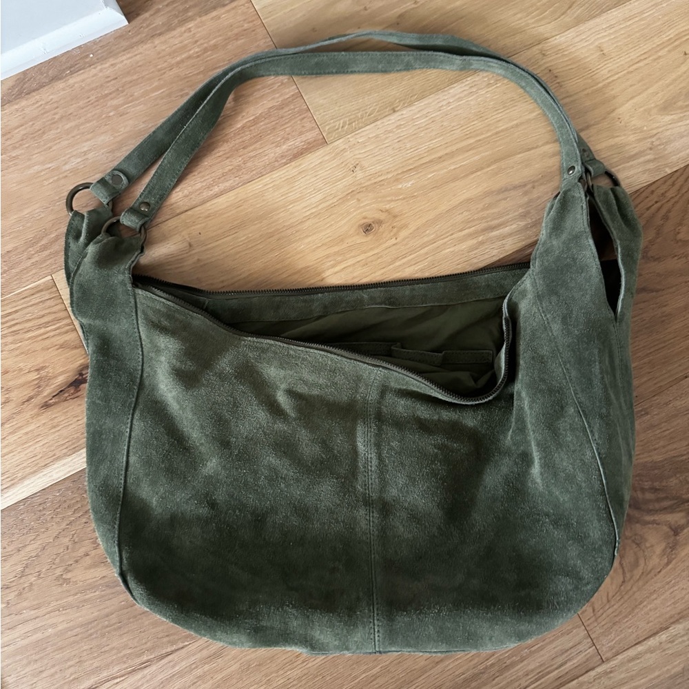 Free People Olive Green Suede Shoulder Bag